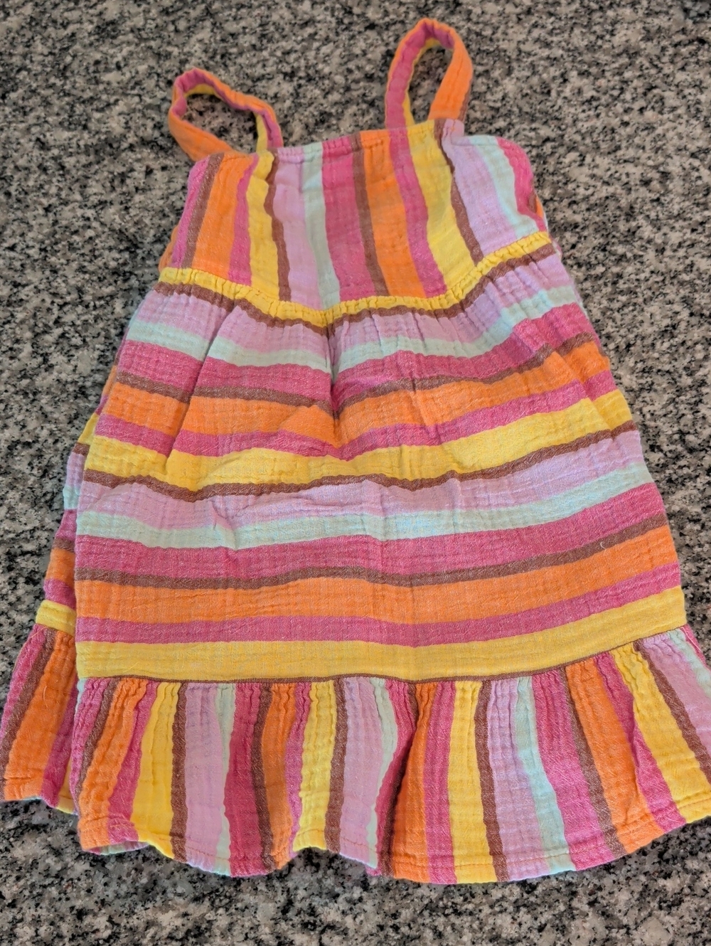 Cat & Jack Pink Orange Yellow Multi-Stripe Sundress